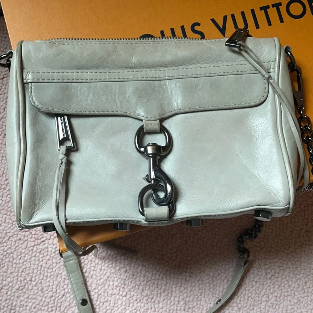 Rebecca Minkoff Crossbody Shoulder Bag Putty Gray Silver - Picture 5 of 6